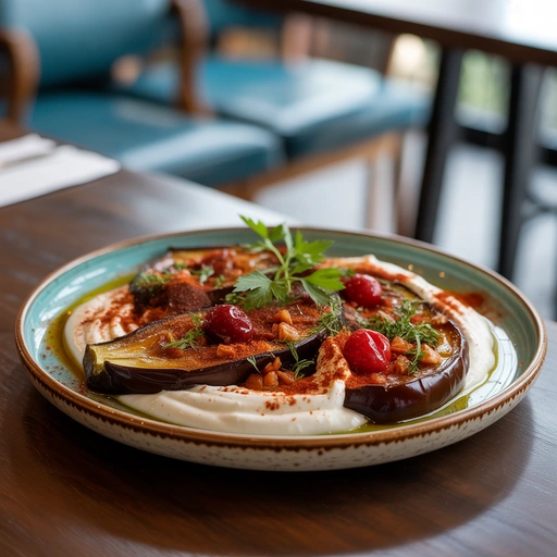 烤茄子配芝麻酱