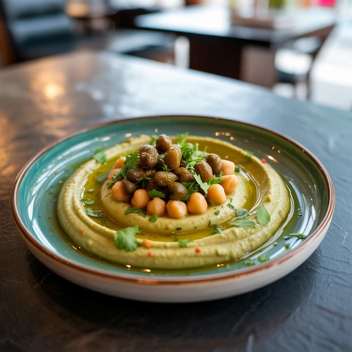 鹰嘴豆泥配青酱
